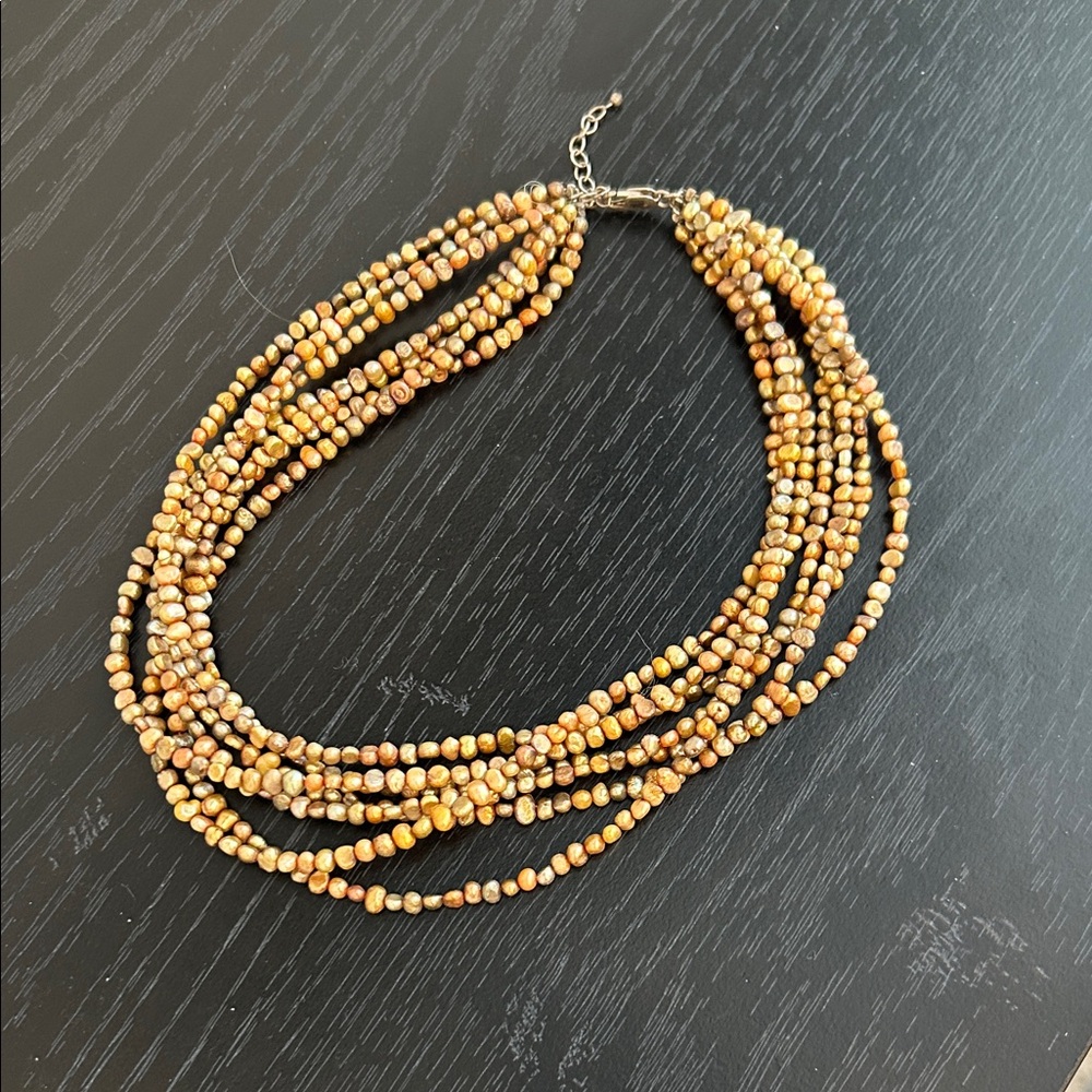 Elegant Multi-Strand Gold Beaded Necklace